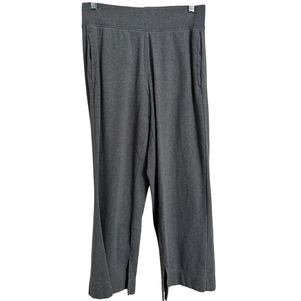 Pact Organic Cotton Knit Wide Waistband Side Slit Lounge Pants Gray Size M